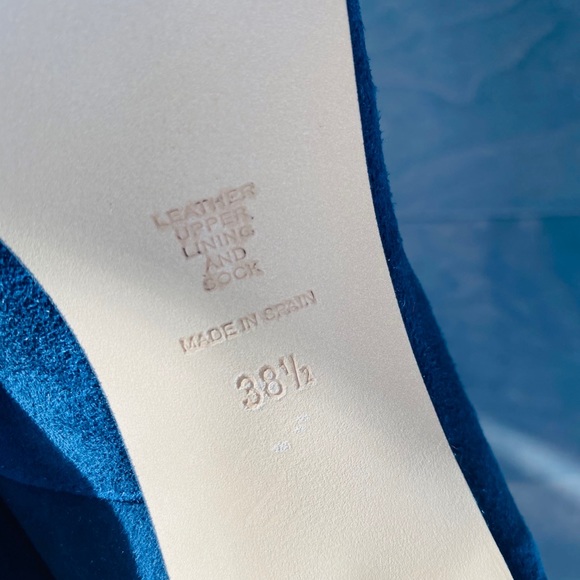 [SOLD] Brown Couture Suede Navy Blue High Heels - Picture 6 of 9